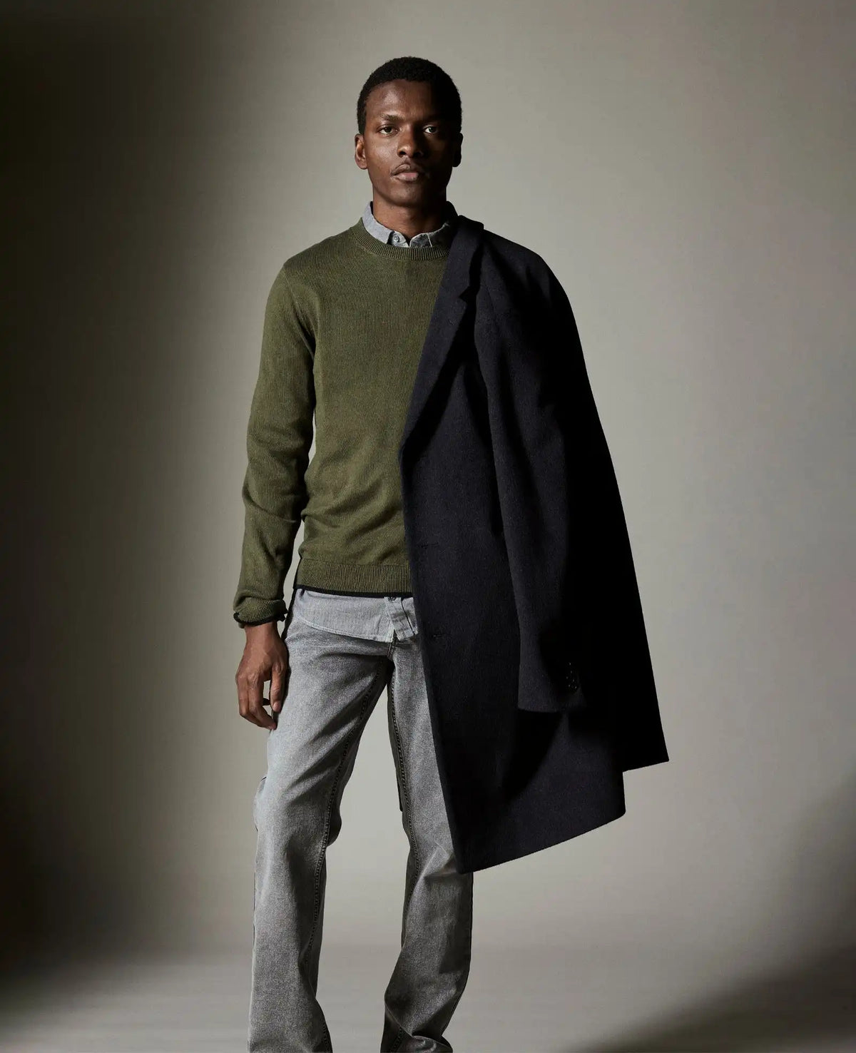 Crewneck Sweater with Tipping Details