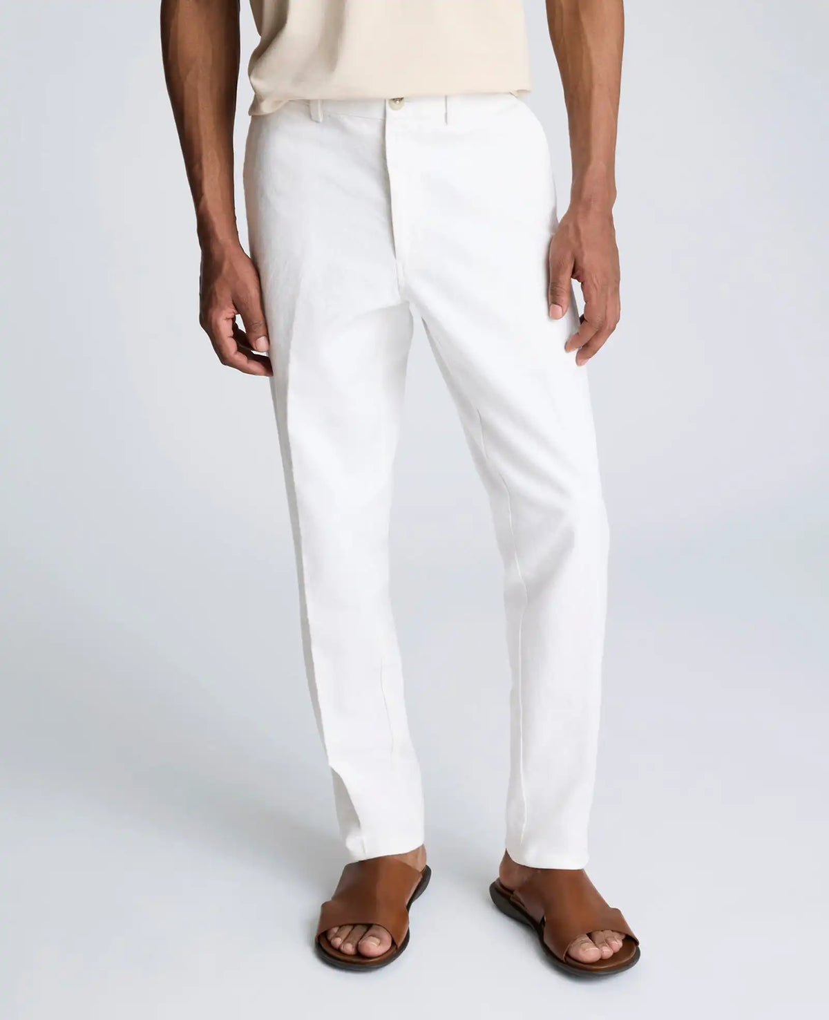 Linen Blend Slim Fit Flat Front Chino Pant